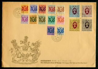 1982 Hong Kong Gb Qeii Definitives Set Stamps On Fdc - Unaddressed (2)
