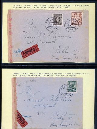 Slovakia Slovensko 1943/45 Covers Censor X 5 (mt 558