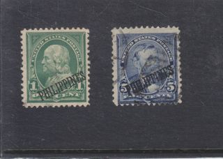 Philippines/usa - 1899 - 2 X Usa Stamps Overprinted " Philippines " - Fine - $12