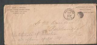 Oklahoma 1899 Penalty Cover Us Court Muscogee Indian Territory To Bartlesville