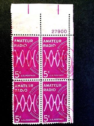 Us Amateur Radio,  5c,  1964,  4 - Stamp Plate Block,  Scott 1260 Pb4