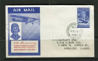 1958 Zealand 30th Anniversary Of Trans Tasman Flight Special Flight Cover