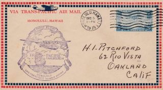 First Flight Cover,  Fam 14 - 3,  Honolulu To San Francisco,  1935