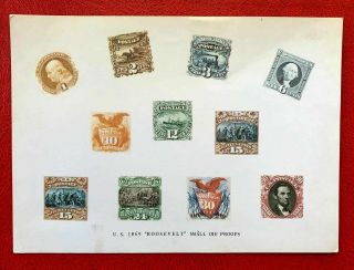 Us 1869 Roosevelt Small Die Proofs National Stamp Collecting Month 10 Cards