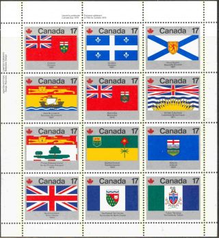 1979 Canada 832a Complete Never Hinged Souvenir Sheet Of 12 Prov.  Flags