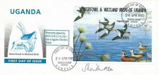 1995 Uganda Birds Miniature Sheet On Fdc Signed Allen