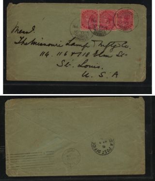 India Franking Cover To Us 1901 Sea Post Cancel Ec0325