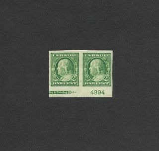 Us Stamps Sc 343 Benjamin Franklin Imperf Pair 1c W/pn Mnh 1908 - 09