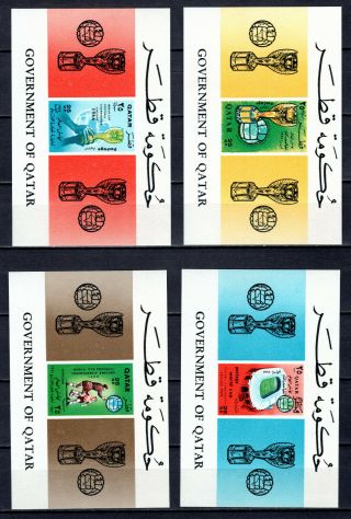 Qatar 1966 Football World Cup 4 X Imperf M/s Of Mnh Stamps Unmounted