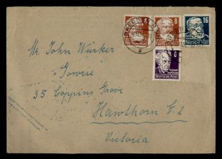 Dr Who 1951 Germany Dresden To Australia Multi Franked C134793