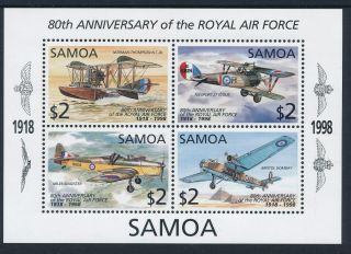 1998 Samoa Royal Air Force 80th Anniversary Minisheet Fine Mnh