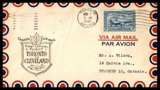 Mayfairstamps 1946 Canada First Flight Cover Toronto To Cleveland Wwb57861