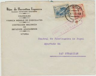 Spain Civil War 1937 Cover Vitoria To San Sebastian,  Postage Combination