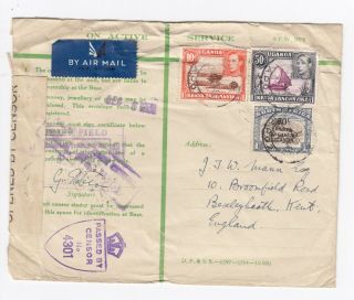 Ww2 East Africa British Kut Active Service Cover Ea Apo 2 Multiple Censor 1944