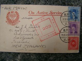Egypt 1940 Censored Airmail Cover To Zealand
