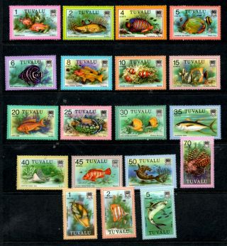 Tuvalu - 1979/81 Fish Set Of 19 Stamps To $5 Mnh (48l)