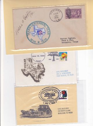 776 Sabinal Texas Centennial 7/4/1936 Cover,  2 Postal Cards: Uvalde County