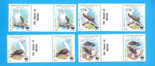 Christmas Island - Scott 270 - 273 - Vfmnh Gutter Pairs - Wwf Birds - 1990