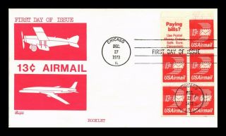 Us Cover Air Mail 13c Booklet Pane Fdc Bazaar Cachet