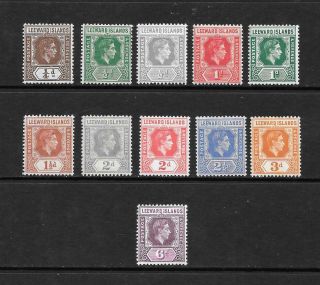 1938 King George Vi Sg95 To Sg109 Set Of 11 Stamp Hinged Leeward Islands