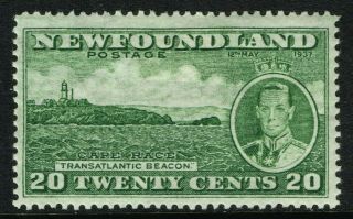 Sg 264e Newfoundland 1937 - 20c Green (perf.  13.  75) - Mounted
