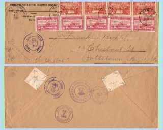 Philippines - Registered Air Mail Cover 1936 - Manila To Pottstown,  Pa / Usa