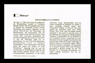DR JIM STAMPS US ROCHAMBEAU LANDING FDC POSTAL CARD FLEETWOOD 2