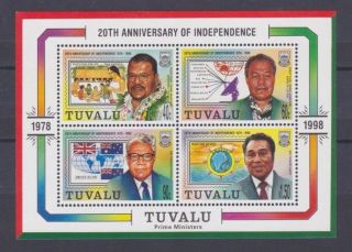 1998 Tuvalu 20th Anniversary Of Independence,  Sg Ms 821 Muh