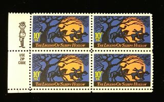 1974 Zip Block 1548 Mnh Us Stamps The Legend Of Sleepy Hollow