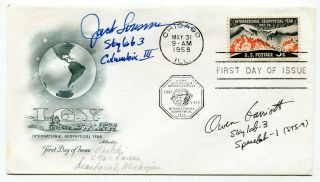 Dh - Usa 1958 Geopysical Fdc - Signed By Skylab Astronauts Lousma & Garriott