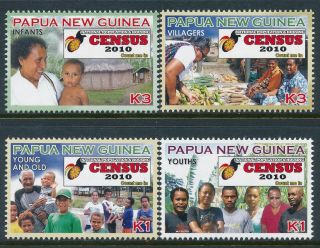 2010 Papua Guinea Population Census Set Of 4 Fine Mnh