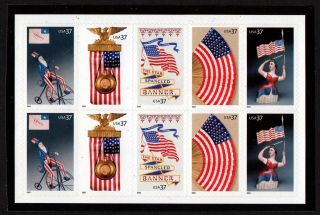 Usa,  Scott 3776 - 3780 (3780b),  Booklet Pane Of 10 Old Glory American Flag,  Mnh