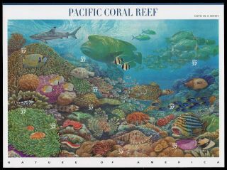 Usa Sc.  3831 37c Pacific Coral Reef 2004 Mnh Pane Of 10