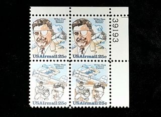 1979 Airmail Plate Block C96a Mnh Us Stamps,  Wiley Post Aviation Pioneer