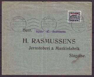 E1967/ Denmark Slagelse Cover 1921 W/single Red Cross Issue