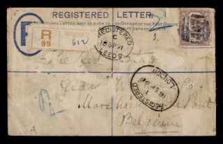 1891 Gb Registered Letter Stationery Leeds To Belgium