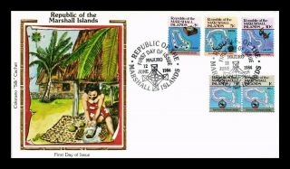 Dr Jim Stamps Maps Of Islands Combo Fdc Marshall Islands Silk Cachet Cover