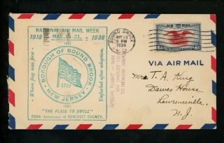 Us Postal History National Airmail Week Bound Brook Nj 5/19/1938 Hadley Field