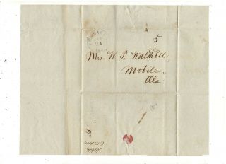 1850 Stampless Folded Cover,  Pensacola,  Fl,  Cds