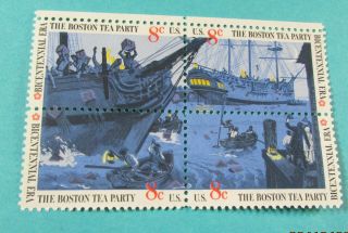 U.  S.  Stamps - - [block Of 4] - - Boston Tea Party - - (1973) - - Scott 1480 - 1483 - -