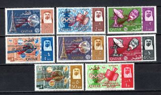 Qatar 1966 O/p Space In Red Complete Set Of Mnh Stamps Un/mm