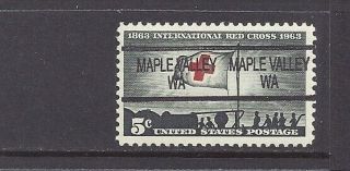 Washington Precancel On 1963 Red Cross Centennial Stamp (1239)