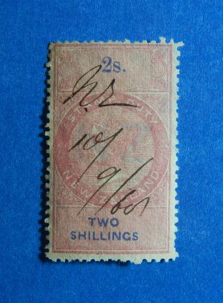 1867 2s Zealand Stamp Duty Revenue Barefoot 95 Die I Perf 12.  5 Cs33152