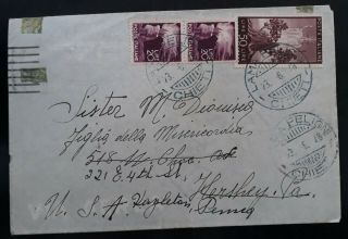 Rare 1948 Italy Cover Ties 3 Stamps Cancelled Chieti To Usa