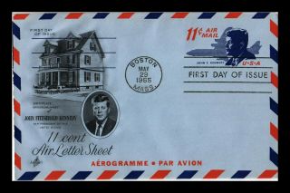 Dr Jim Stamps Us John F Kennedy 11c Air Mail Letter Sheet Fdc Cover Boston