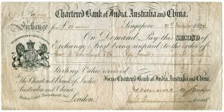 Straits Settlements: 1877 3c Receipt Stamp On Second Of Exchange Document