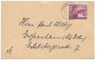Germany Postal History Wwii Cover Addr Canc Riesa Yr 