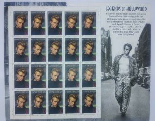 1996 Mnh Legends Of Hollywood James Dean Full 20 Stamp Sheet 32c Scott 3082
