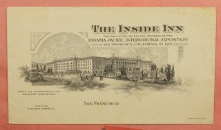 1915 Inside Inn Panama - Pacific Intl Expo San Francisco Ca Advertising