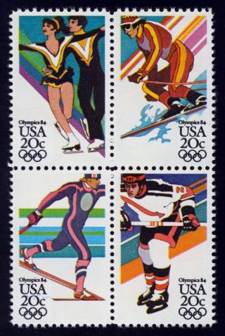 2070a 20c 1984 Winter Olympics,  Se - Tenant Block,  Any 4=free